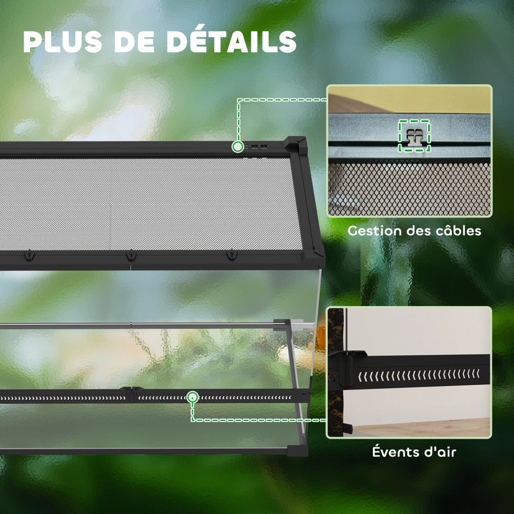 Terrario per Rettili con Chiusura Sicura ¨C Zephmum ¨C Nero 50x30x35cm