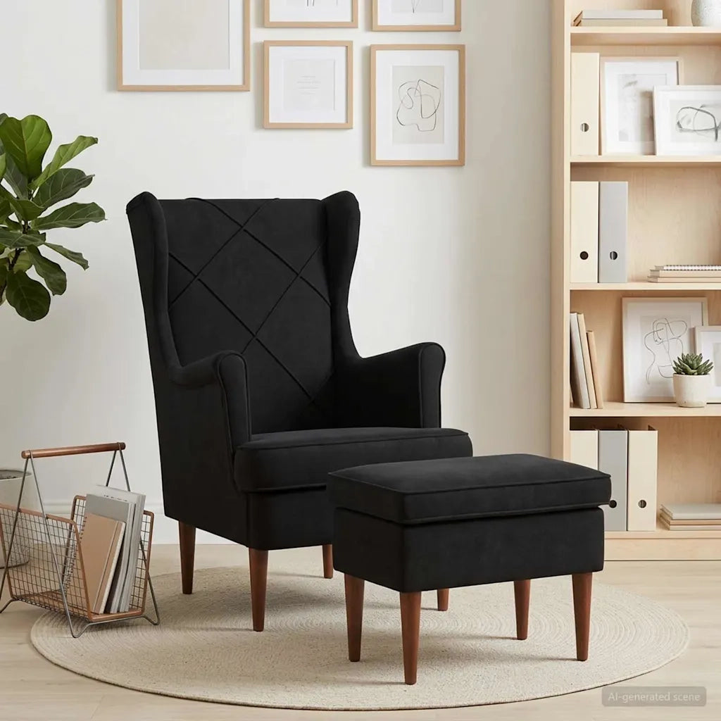 Poltrona con Ottomano 2 pz Nero Velluto 3418846