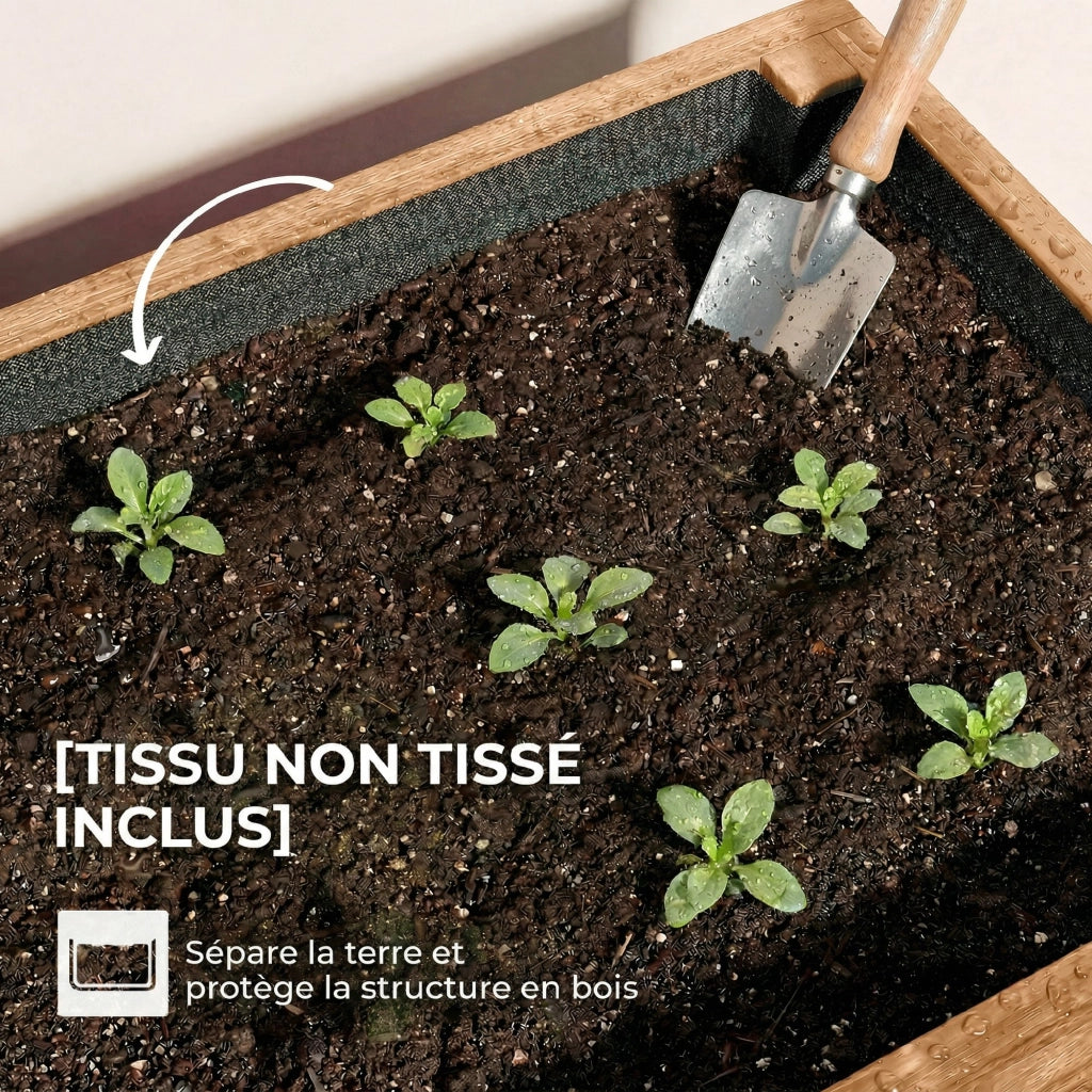 Jardiniere in Legno 4 Livelli con Fori di Drenaggio e Telo ¨C zephmum ¨C 85x45x140cm Marrone