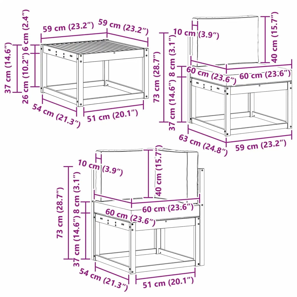 Set di divani da esterno 6 pz 3387401