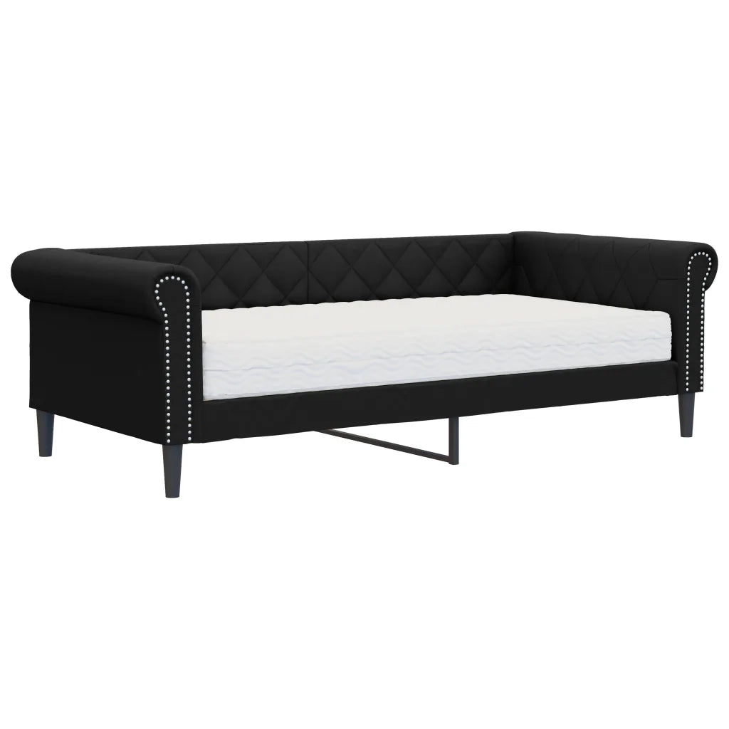 Divano Letto con Materasso Nero 90x200 cm in Similpelle 3197719