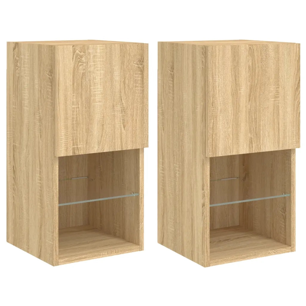 Mobili TV con Luci LED 2pz Rovere Sonoma 30,5x30x60 cmcod mxl 134102