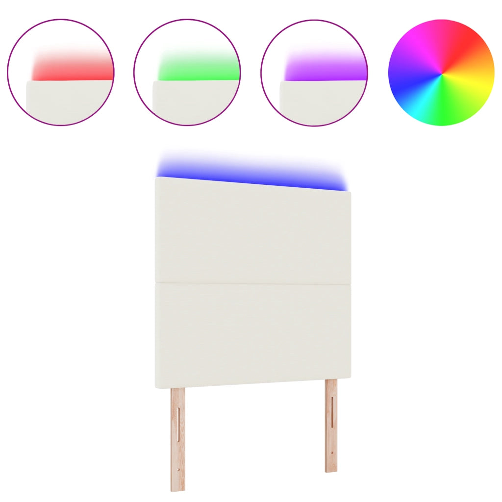Testata LED  in Crema 90 cm in Tessuto Velluto