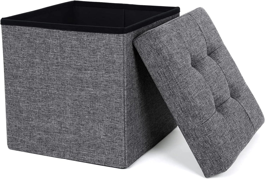 Pouf contenitore Valora grigio scuro con seduta pieghevole per soggiorno