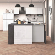 WHOUS Isola da cucina Sole 2 ante 2 cassetti e 1 scaffale bianco lucido/report 168x90x91 cm