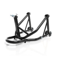 Cavalletto alzamoto anteriore sotto canotto, con rotelle e 5 adattatori sterzo 13-18 mm