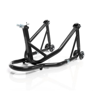 Cavalletto alzamoto anteriore sotto canotto, con rotelle e 5 adattatori sterzo 13-18 mm