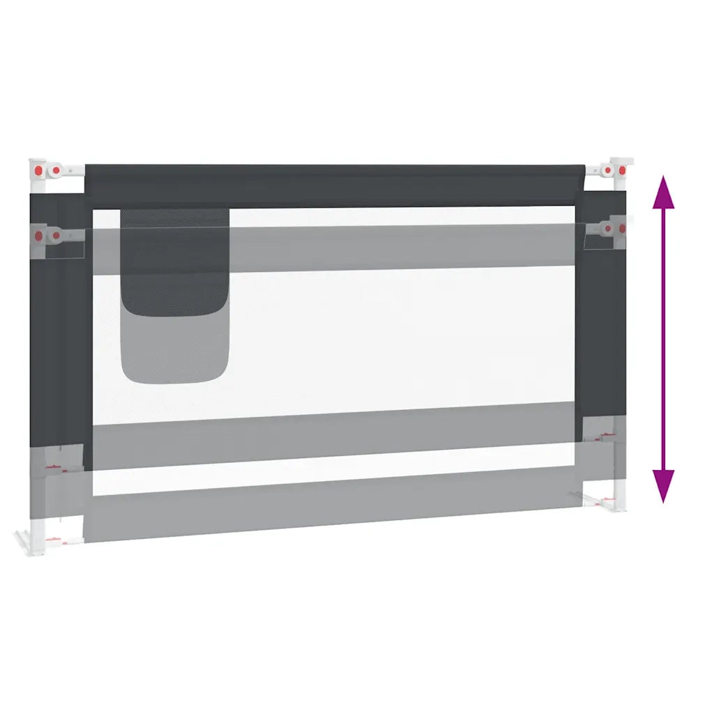 Sponda Letto Sicurezza Bambini Grigio Scuro 140x25 cm Tessuto 10228