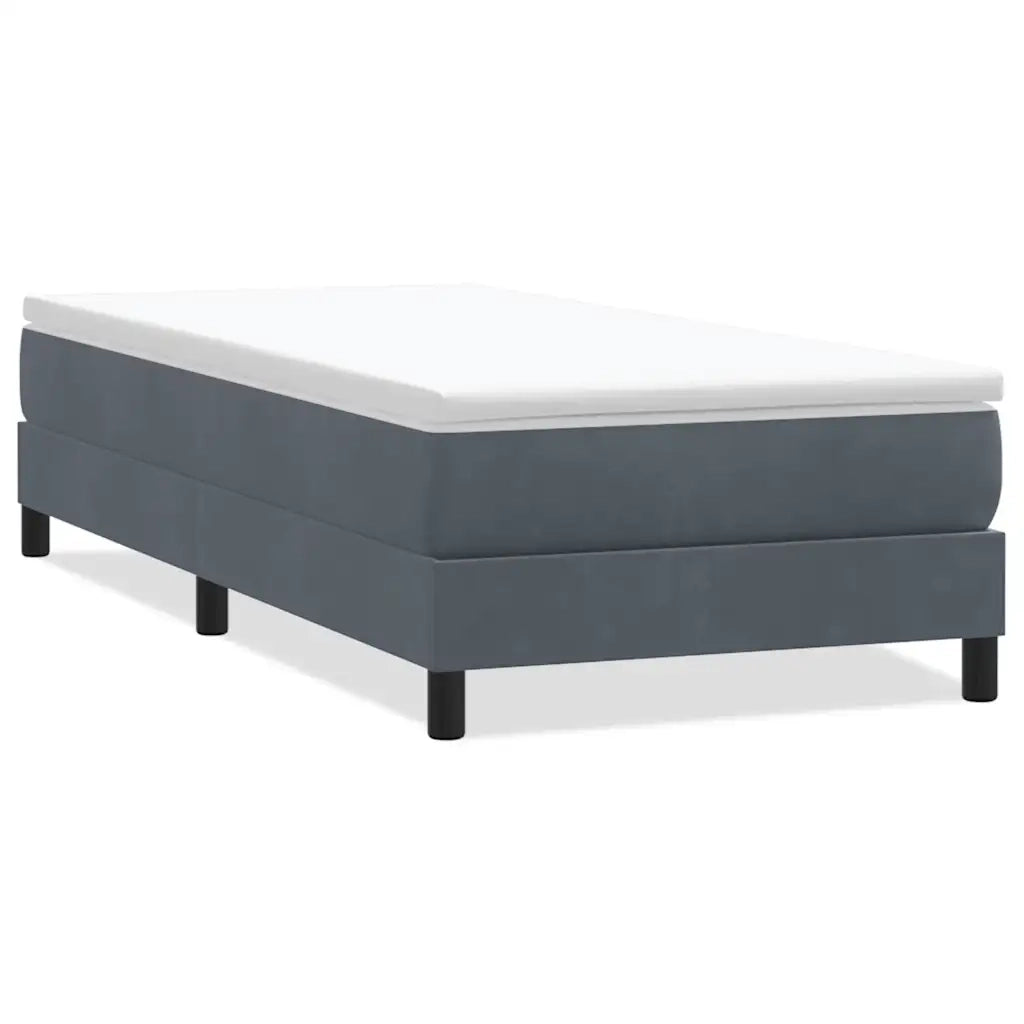 Letto a Molle senza Materasso Grigio Scuro 90x220 cm Velluto