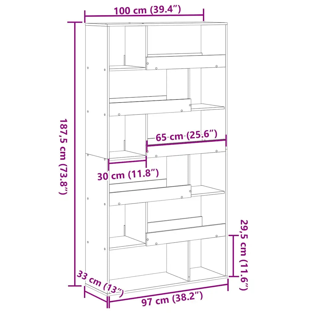 vidaXL Libreria Rovere Artigianale 100x33x187,5 cm in Truciolato