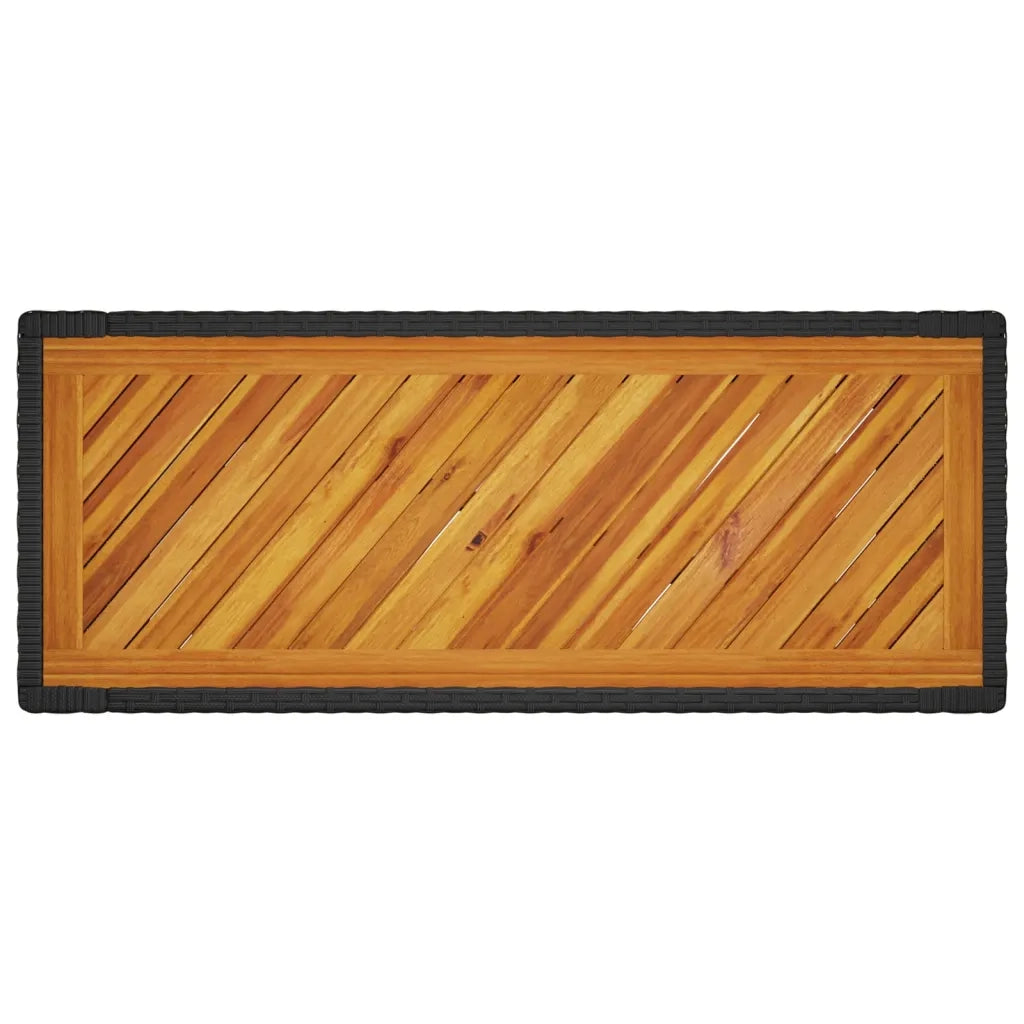 Tavolino da Giardino-Tavolo da Esterno-Tavolino da Patio Piano Legno Nero 100x40x75 cm Polyrattan