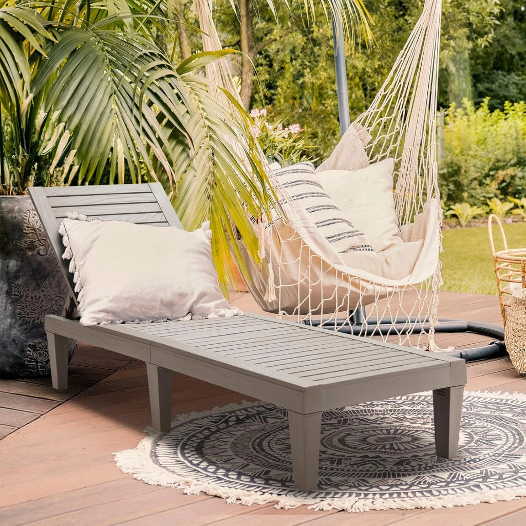 Sdraio da Giardino con Schienale Regolabile in 5 Posizioni, Sdraio Rilassante per Spiaggia, Terrazza e Piscina, 190 x 57,5 x 29 cm, 2 Colori Disponibili