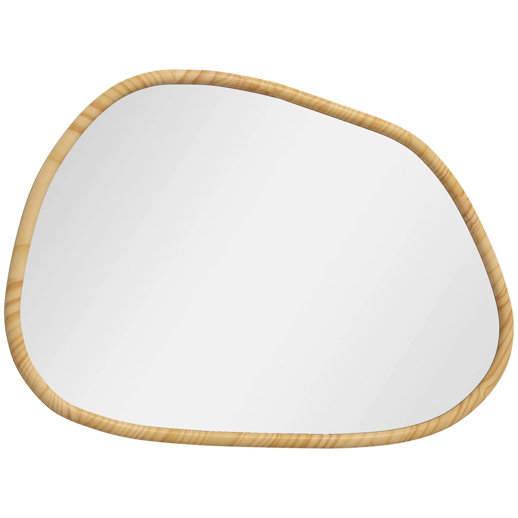 Specchio da parete asimmetrico 80x60 cm con cornice in legno naturale, installazione verticale o orizzontale