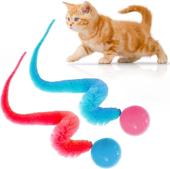 Pacchetto di Giochi per Gatti - Palla Saltellante e Giocattolo Interattivo Vermicello