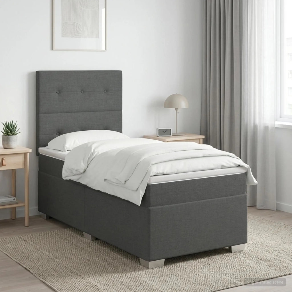 Letto box spring con materasso Grigio Scuro 90 x 190 cm Tessuto 3453298
