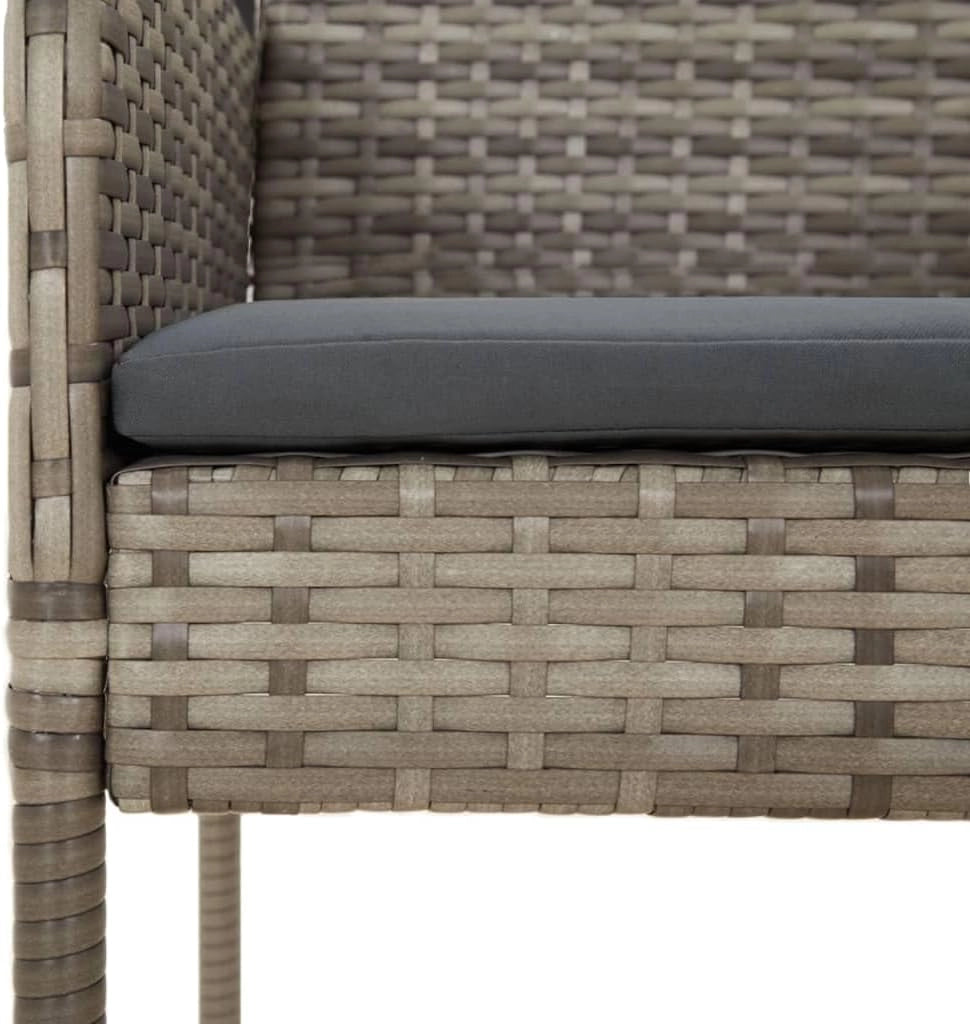 Set da pranzo giardino 7 pezzi e cuscini in rattan sintetico grigio, set tavolo e sedie da giardino, tavolo da terrazza all'aperto e sedie, set terrazza, mobili da giardino esterno - 3213512