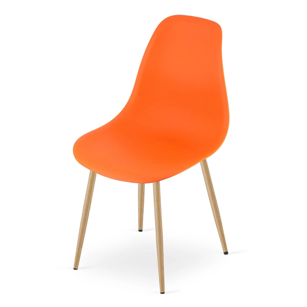 Set di 3 sedie da pranzo WAT arancioni con gambe effetto legno