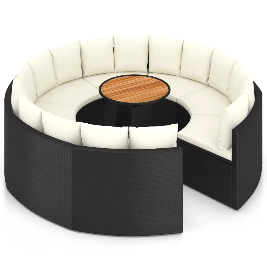 Set Divani da Giardino 9 pz con Cuscini in Polyrattan Nero 3064896