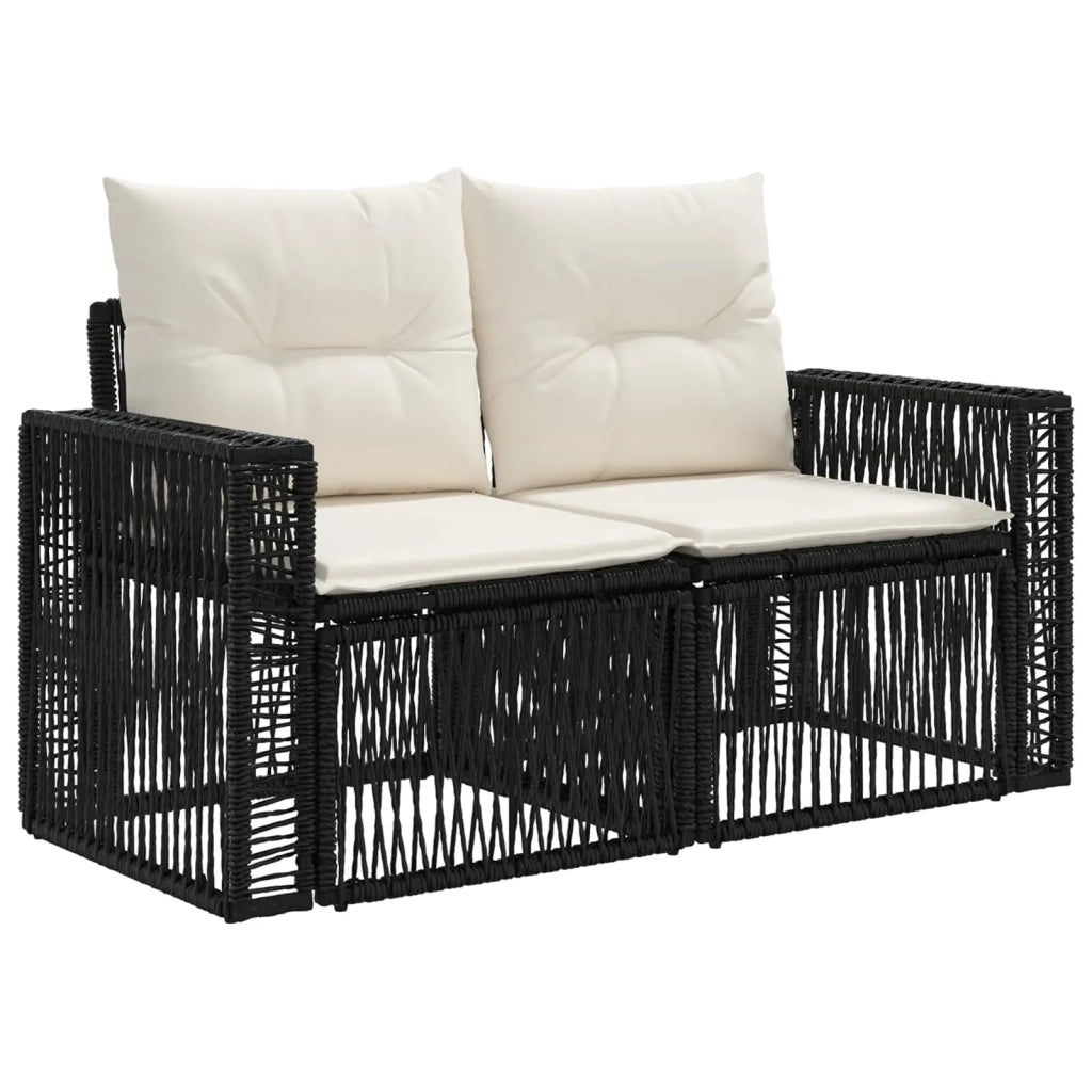 Set Divano da Giardino 13 pz Nero e Bianco Crema polyrattan 3436873