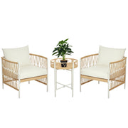 Set Bistrot 3 Pezzi ¨C Zephmum ¨C PE Rattan Giallo Crema 72x66x64 cm