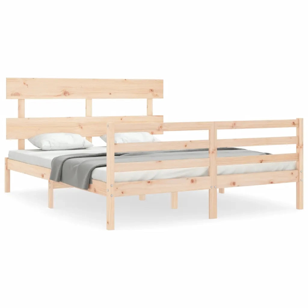 Giroletto con Testiera-Struttura Letto con testiera 160x200 cm in Legno Massello 538965