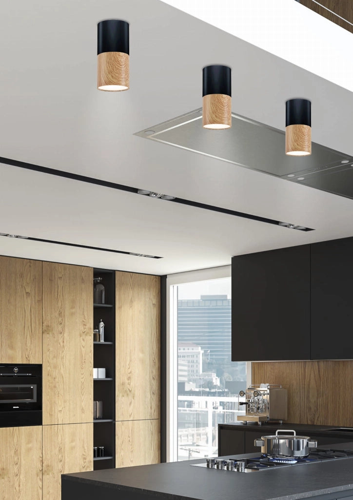 Candellux TUBA spot soffitto 1xGU10 nero/legno chiaro