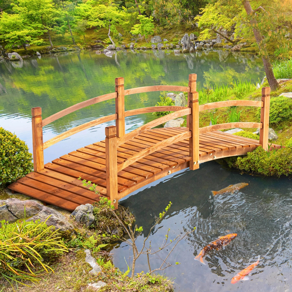 Ponte per Giardino in Legno con Passamano ¨C Zephmum ¨C 185x72x58 cm Colore Naturale