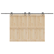 Kit di Binari per Porte Scorrevoli 400 cm Acciaio Nero 3295794