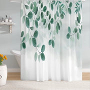 Doucheggiaino in Polyester con Foglie e Fiori Verde, 180 x 200 cm, Impermeabile e Antimuffa