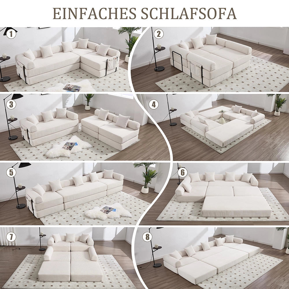 Divano modulare familiare - Xylo - Con contenitore, imballo sottovuoto, beige