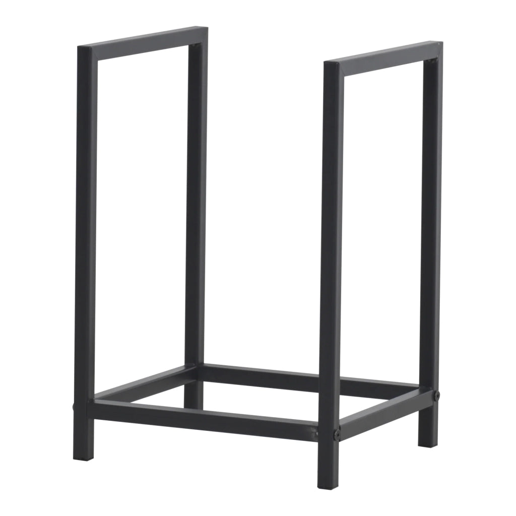 Portalegna per uso interno/esterno portalegna di design supporto per legna da ardere acciaio 40 x 30 x 50 cm nero 03_0006295