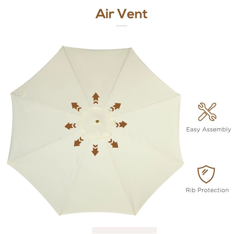 OMBRELLONE DA GIARDINO CON DOPPIO TETTUCCIO, IN LEGNO DI BAMBÙ E POLIESTERE, Ø325X250 CM, BEIGE