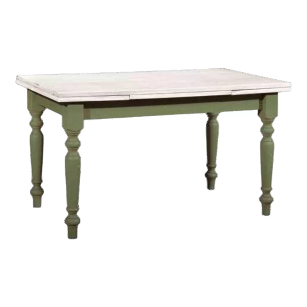 Tavolo allungabile in legno laccato bicolore finitura  bianco verde l.160 p.85 h.85 - Mobili 2G
