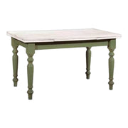 Tavolo allungabile in legno laccato bicolore finitura  bianco verde l.160 p.85 h.85 - Mobili 2G