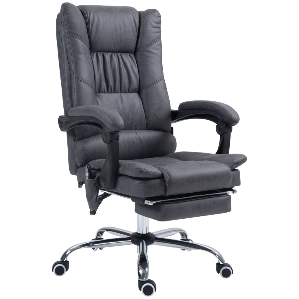 Poltrona massaggiante da ufficio con poggiapiedi, regolabile in altezza ¨C zephmum ¨C Nero, 64x70x118 cm