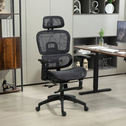 Sedia da ufficio ergonomica 66x64x122 cm nera con poggiapiedi