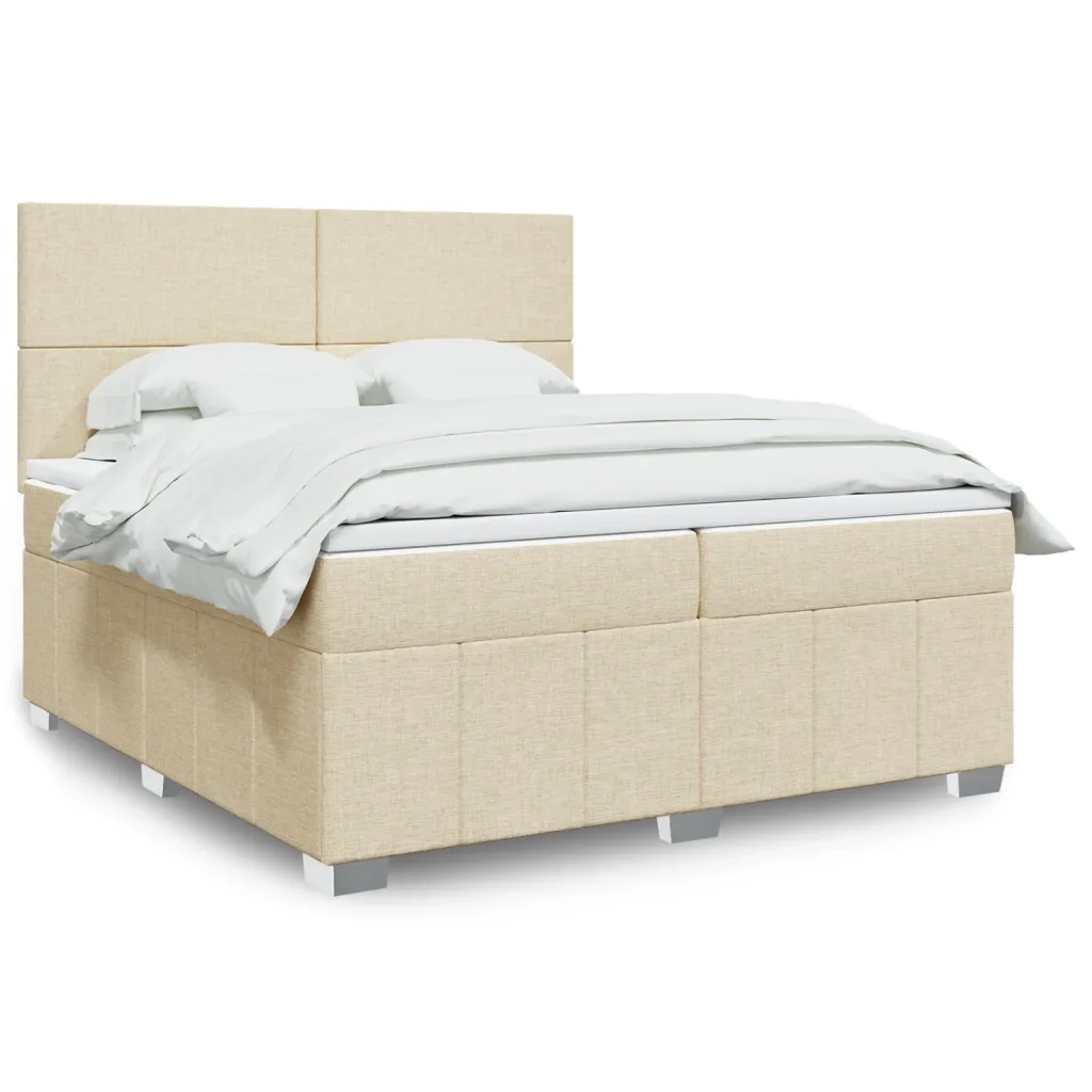 Giroletto a Molle con Materasso Crema 200x200 cm in Tessuto 3294073