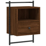 Comodino | Armadio da Notte | Mobiletto da notte a Muro Rovere Marrone 40x30x61 cm Legno Multistrato