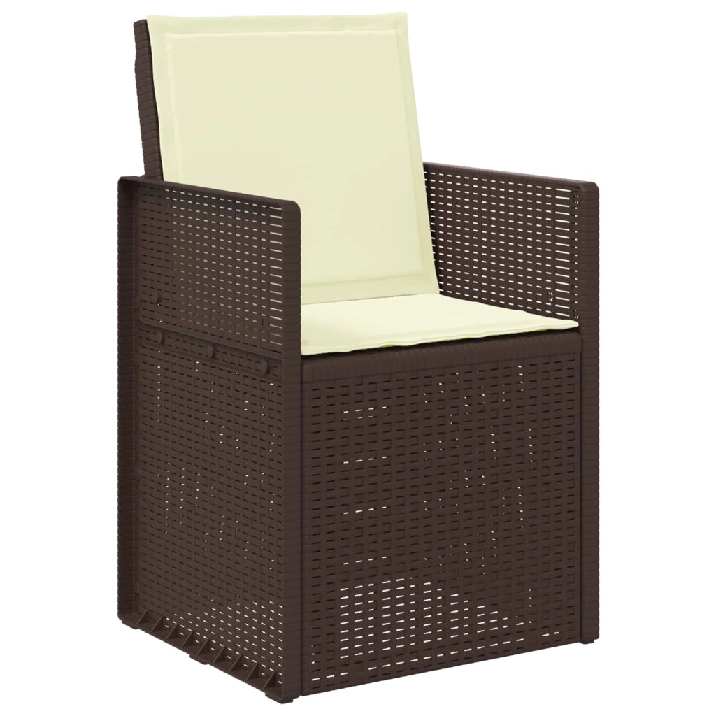 Set da Pranzo per Giardino con cuscino 5 pcs Marrone e Crema PP