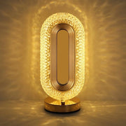Tavolo da Notte Lampada - 3 Colori Lampada da Notte con Porta USB - Regolazione di Luminosità con Controllo Touch a Batteria - Lampada Cristallo Moderna a Forma Ovale - Adatta per Camera da Letto, Ufficio e Salotto