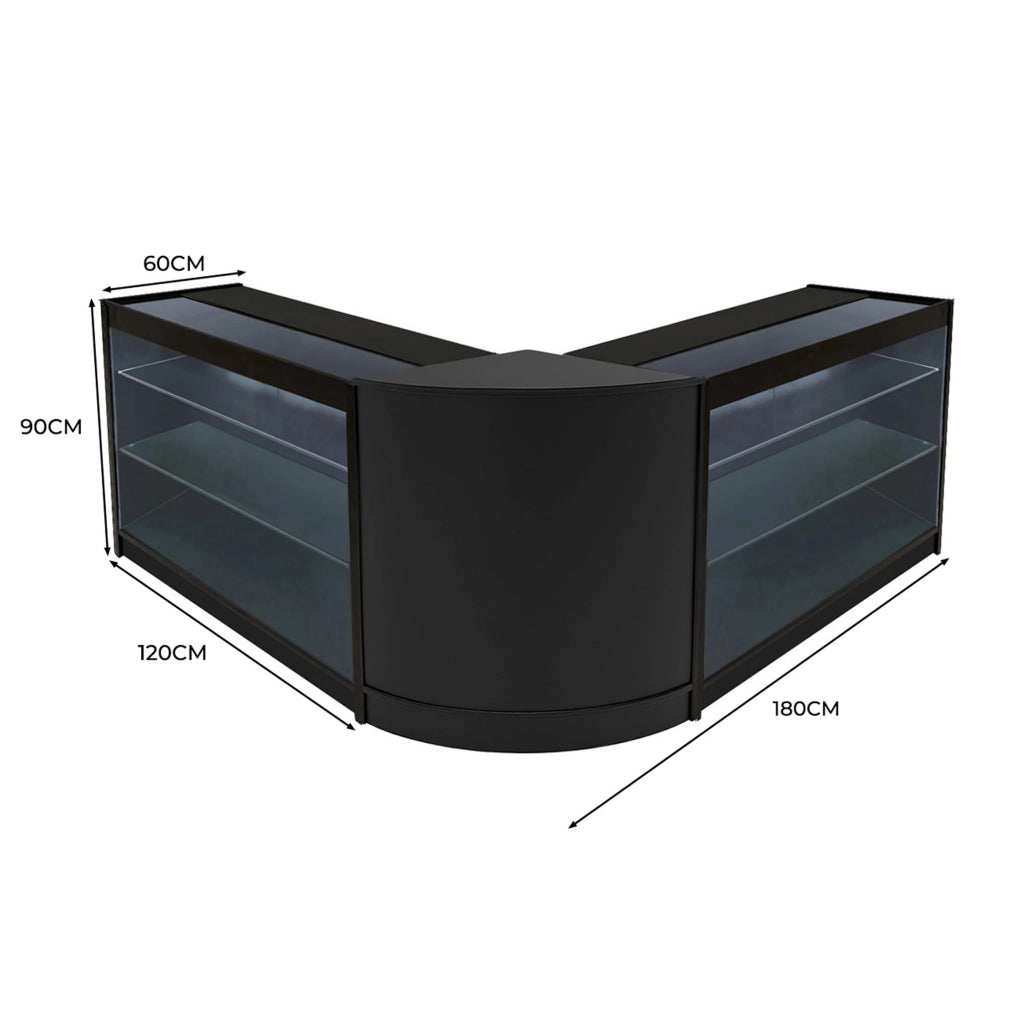 Set Banconi Nero Helios LED K1200 CM60 con Serratura e Vetrina Espositiva