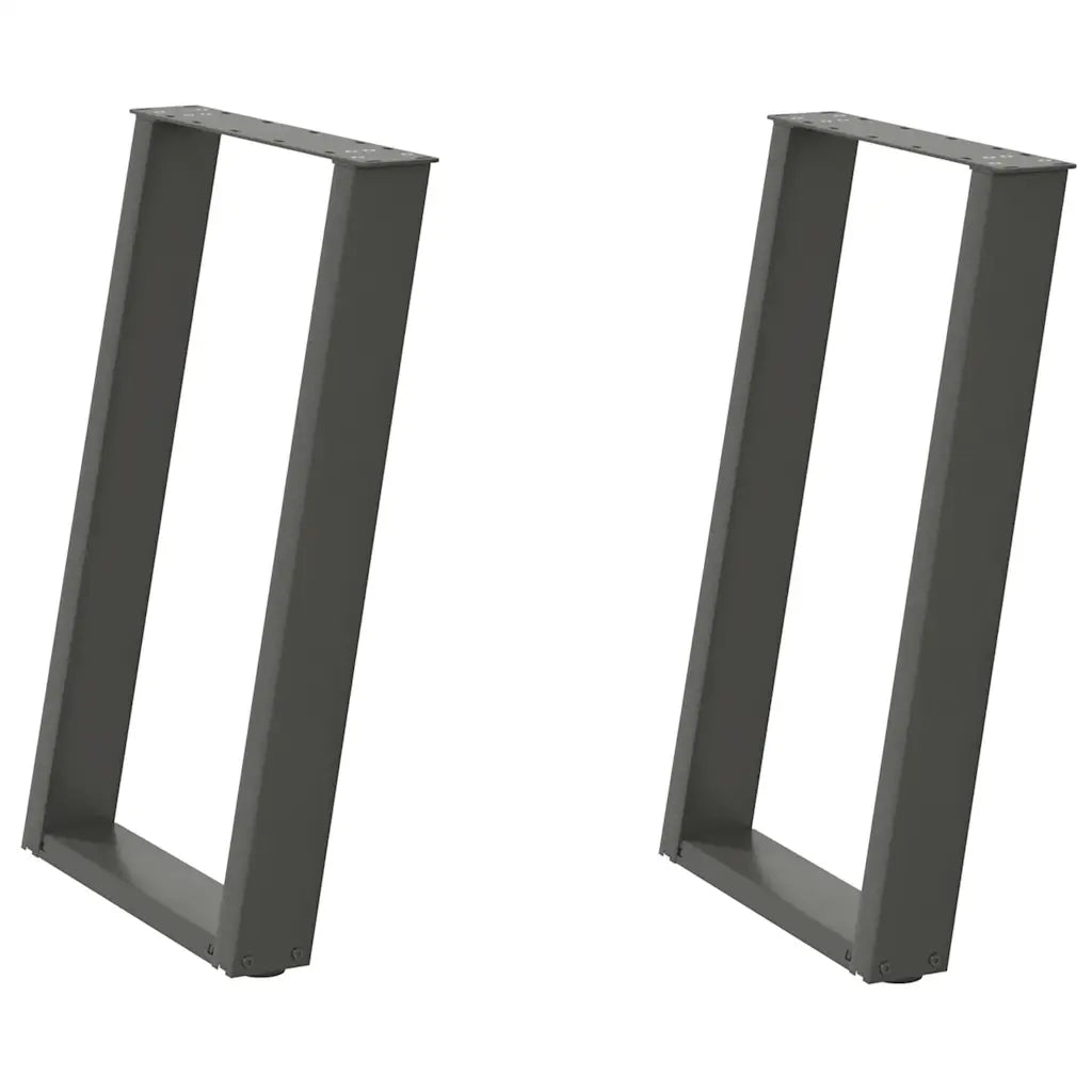 Gambe per tavolo da pranzo a forma di U 2 pz Antracite 50x(72-73) cm Acciaio 4012786