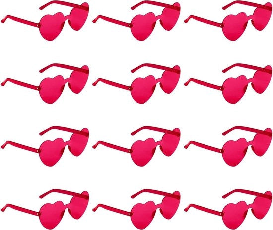12 pezzi Occhiali da sole a forma di cuore senza montatura - trasparente - color pastello - per donne - cosplay.