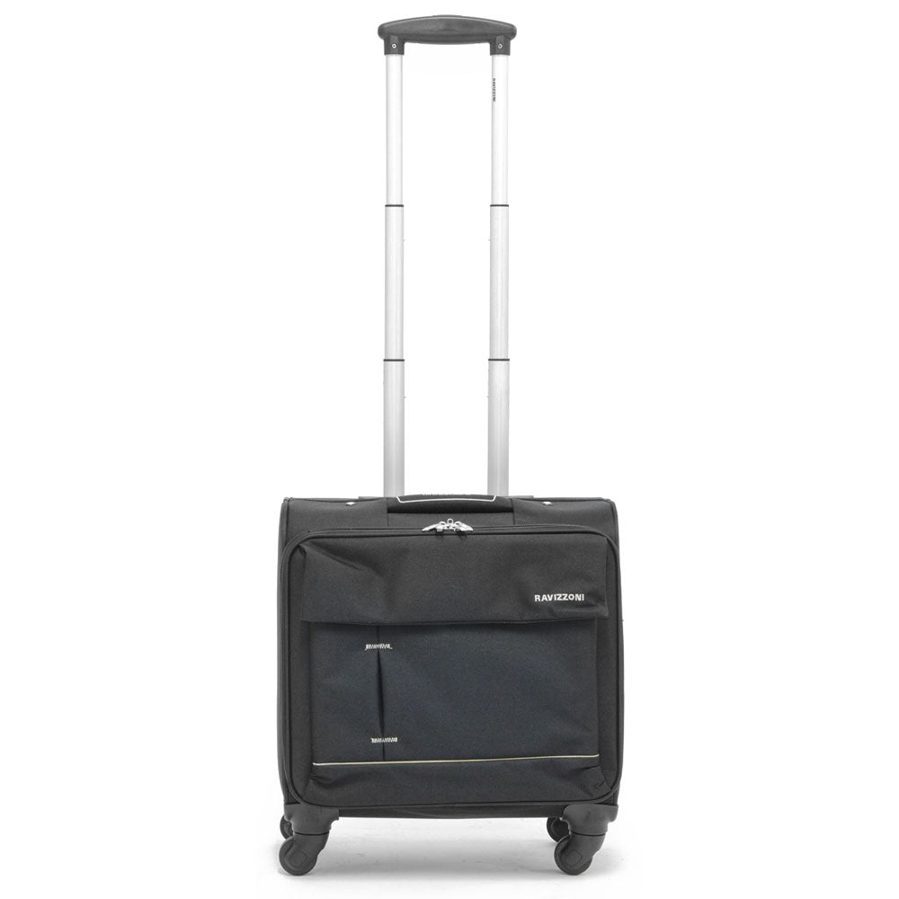 Trolley Valigia Morbida Bagaglio a Mano in Poliestere 4 Ruote Ravizzoni Pechino Nero