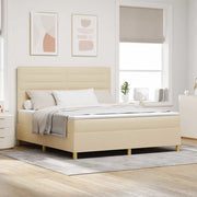 Letto a molle con materasso Crema 180 x 200 cm Tessuto 3339565