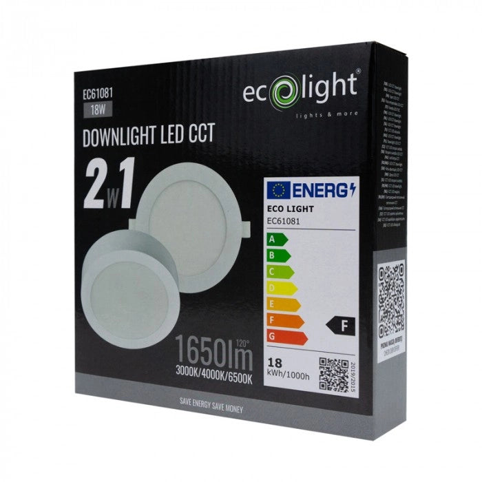 Plafoniera LED rotonda 18W CCT bianca Ecolight