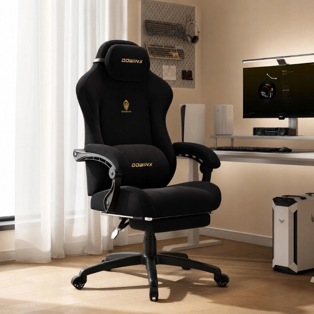 Sedia Gaming DOWINX Nero Chiaro con Molle Insacchettate; Poggiapiedi e Reclinazione 160°