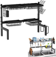 Organizzatore per cucina con rack a doppia altezza, grande capacità, organizzatore per spazio a buffet con piastra in gomma e piastra riscaldante.