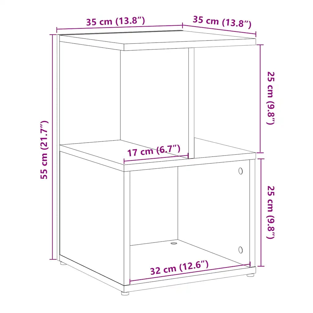 vidaXL Comodino Legno Vecchio 35x35x55 cm in Legno Multistrato