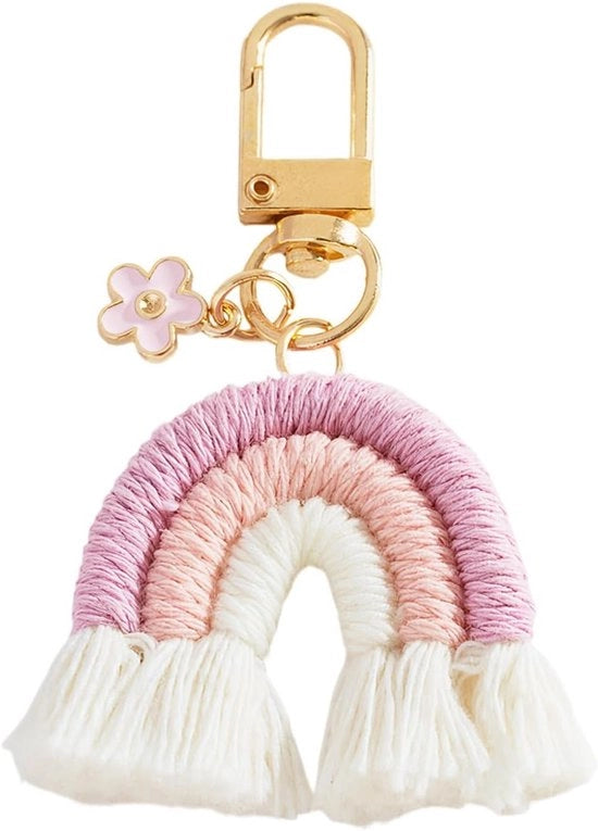 Accessorio per borse e auto con seta arcobaleno e stile bohemien